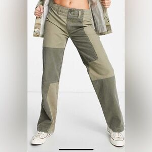 Patchwork ASOS Cargo Jeans in Olive Green